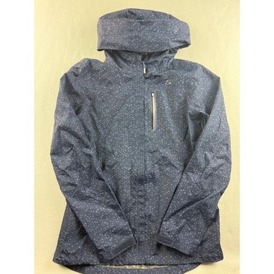 Paradox Women's Rain Jacket Navy Blue Geometric Hooded Lightweight Coat