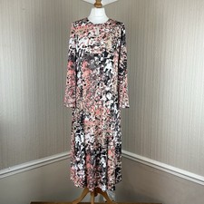 David Nieper Abstract Print Maxi Dress UK 16 Long Sleeve Occasion Casual Elegant
