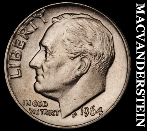 1964-D Silver Roosevelt Dime- Lustrous Choice Gem Brilliant Uncirculated  #i6206