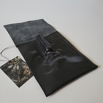 Handcrafted Adonis Profile Pochette by LOST Design Black Italian Tanned Leather