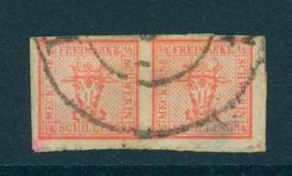 Mecklenburg Schwerin Mi. Nr. 4 2/4 gest. Fotoattest Jäschke BPP 750 Euro