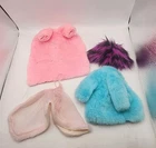 Vintage Modern Barbie Clothing Lot Fur Coats Faux Furs Pink Blue Purple