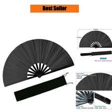 Large Folding Rave Fan Black Clacking Hand Fan Line Dancing 25in