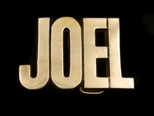 SK01118 VINTAGE 1978 NAME **JOEL** POLISHED SOLID BRASS BARON BELT BUCKLE