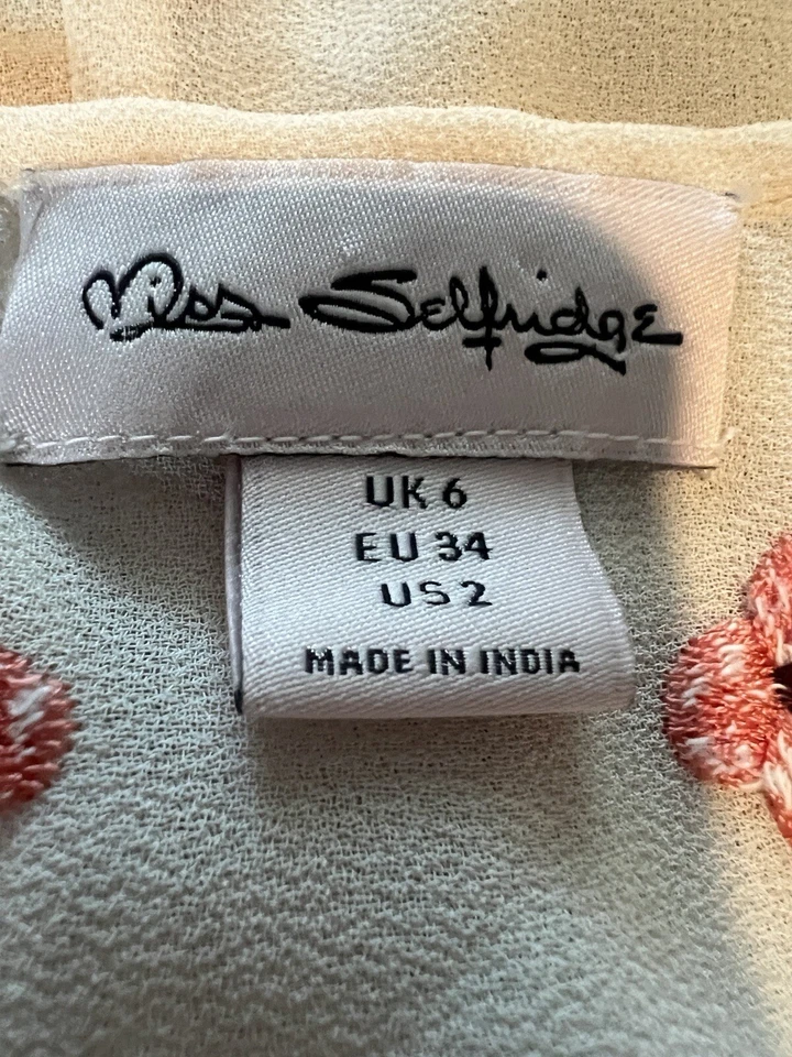 Miss Selfridge Long Sleeve Maxi Dress With Floral & Feather Embroidery BOHO - Image 2 of 4