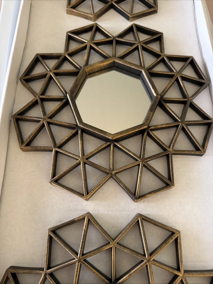 Brand New Group Decorative Silver Bronze Gold Wall Mirrors Lot of 3 Plastic - Image 2 of 4