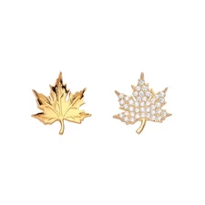 Gilded Silver Jewelco London Canada Maple Leaf Stud Earrings