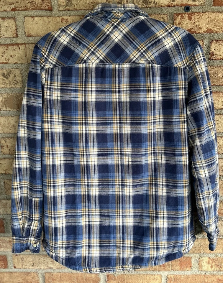 Chaqueta de franela forrada David Buffalo Sherpa para hombre con botones talla pequeña Foto 3 de 4