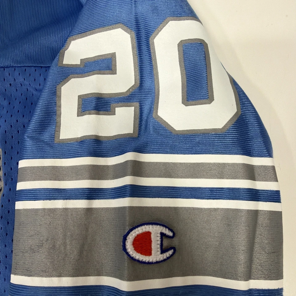 复古 Barry Sanders #20 底特律狮子队冠军 NFL 球衣 足球尺寸 48 L — 第 4/4 张图片