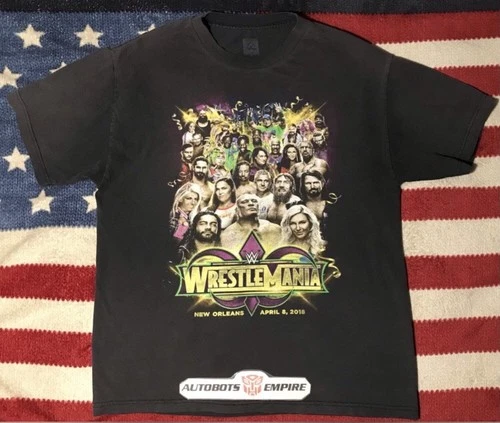 Vintage WWE WWF WRESTLEMANIA 2018 Shirt L Cena Rock Hogan Lesnar Mma Ufc Rlx Tnf