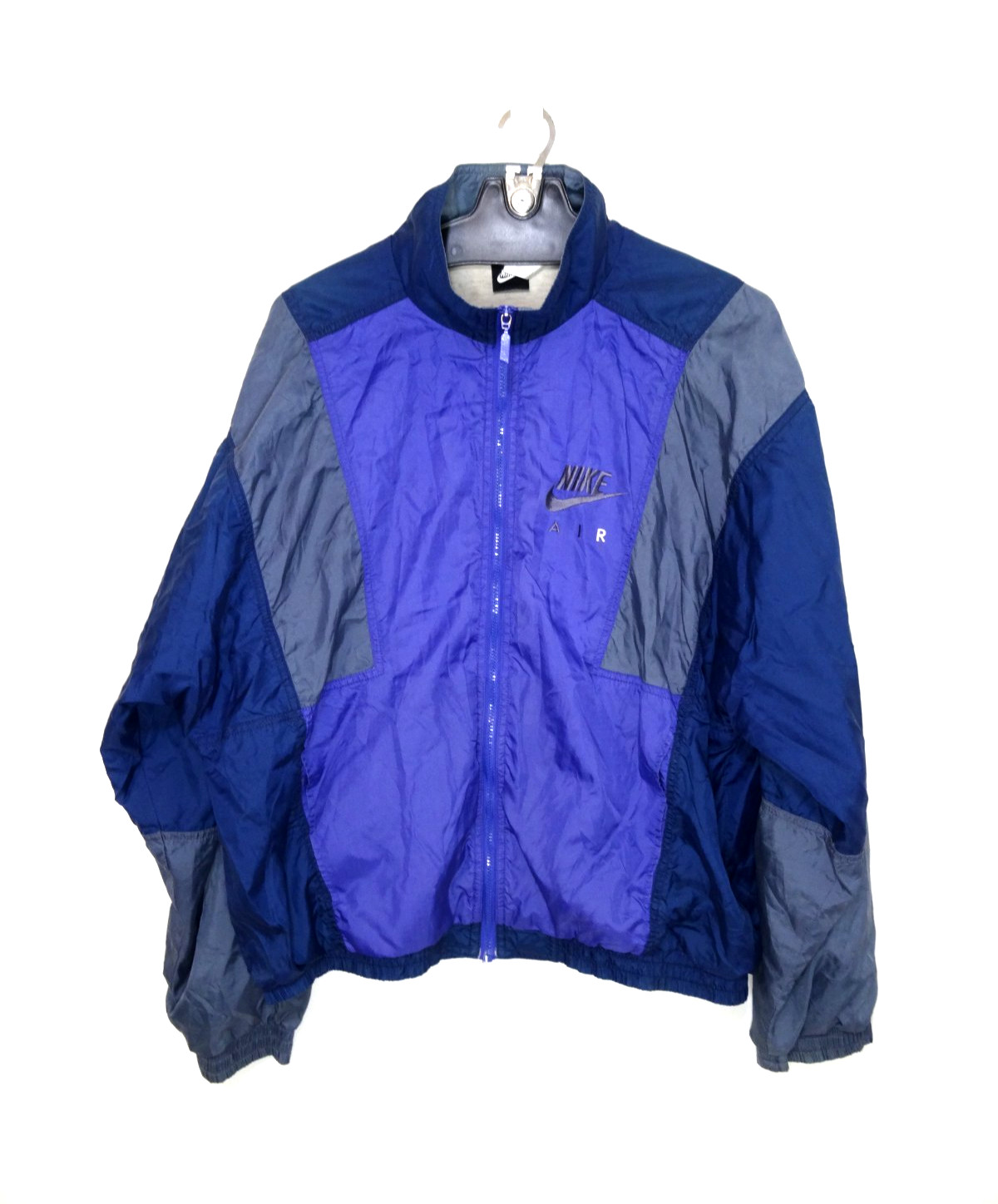 Vintage Nike Air Windbreaker Large Mens 90s Blue Purple Color Block Lined Zip
