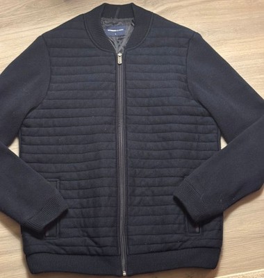 LC Waikiki Classic Men's Hybrid Bomber Jacket Navy Blue Quilted Front Size L