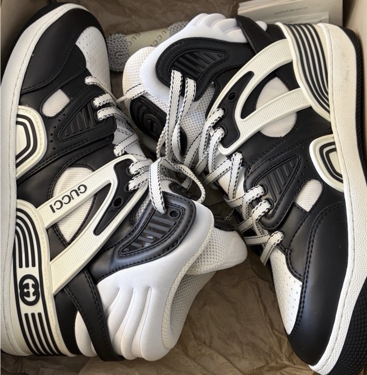 Gucci Basket High Black White for sale | eBay