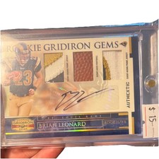 2007 Donruss Gridiron Gear Brian Leonard Rookie Auto Mem Card #217 Rams. rookie card picture