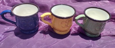 3 ACKUSA Casa Vero Fleur De Lis Coffee Mug Set