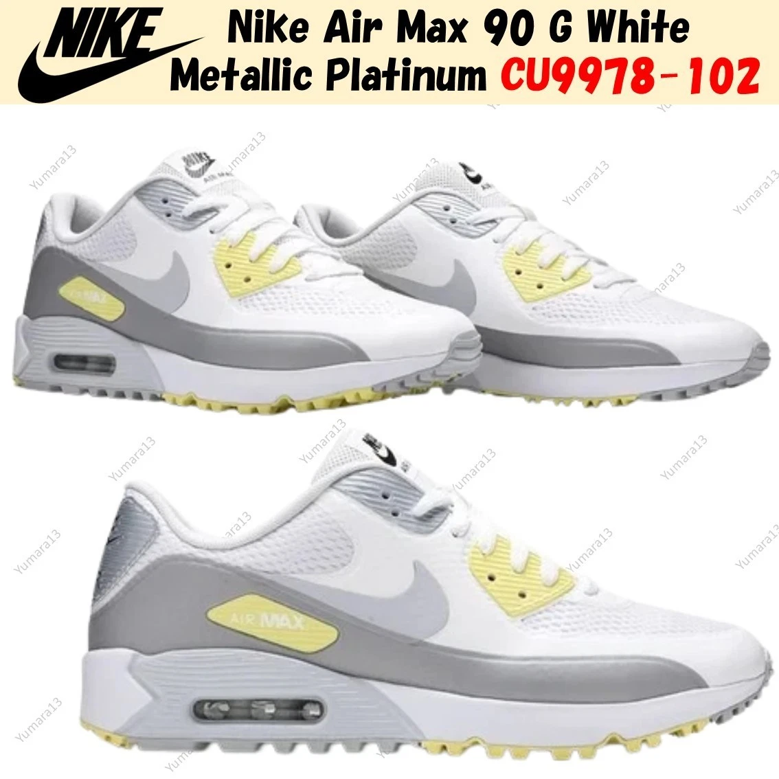 Nike Air Max 90 Golf White Metallic Platinum | eBay