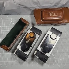 2 3D Stereo Realist Cameras with 1 Case, 35mm f/3.5 David White Co For Parts