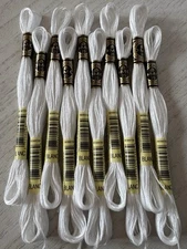 DMC Cotton Embroidery Floss Thread~Lot of 10 Skeins~White 117-BLANC