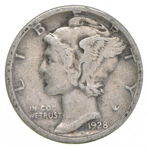 VG+ 1928-S Mercury 90% Silver Dime *1646