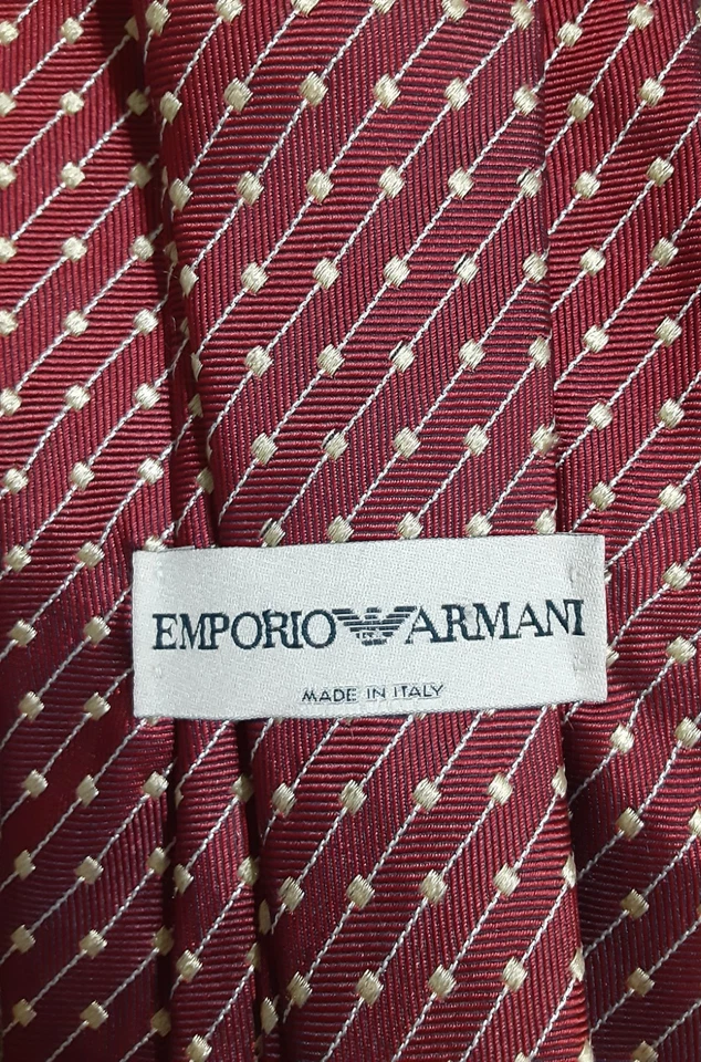 Emporio Armani Red With Gold Squares Tie - Image 3 of 4