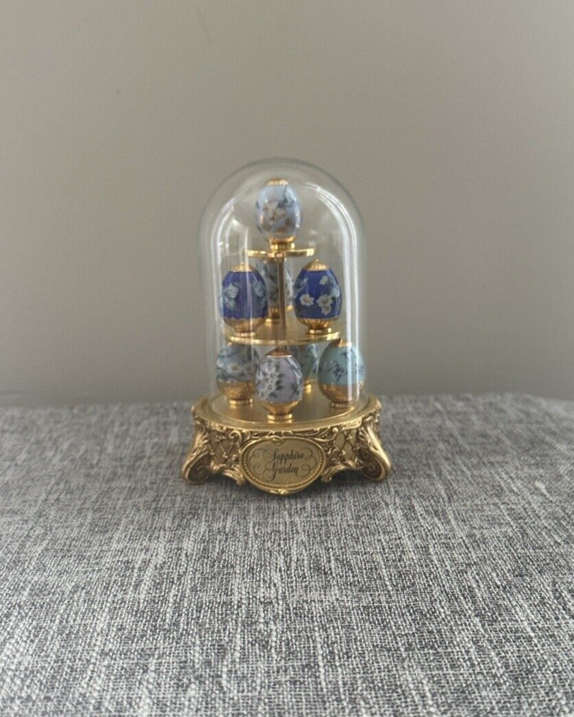 Franklin Mint Sapphire Garden House of Faberge Hand Painted 8 Eggs w