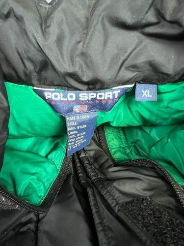Polo Sport Ralph Lauren Men's XL Black/Green Down Puffer Jacket Parka Vintage ~~ - Picture 4 of 13