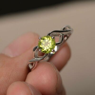 2.5ct Lab-Created Green Peridot Engagement Ring 14k White Gold Plated Infinity