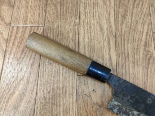 Japonés de Chef Cocina Cuchillo Deba Vintage Negro Antiguo De Japón 158/310mm - Imagen 4 de 17