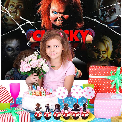 Chucky Party Supplies Birthday Decor Set Balloons Cake Toppers Banner Vinyl - Picture 6 of 7