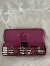 VERA BRADLEY Pencil Tin Rosewood Set of 10 Pencils Sharpener School Office NWT