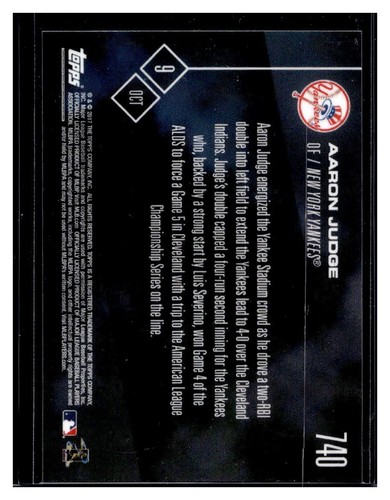 2017 Topps Now #740 Aaron Judge RC Rookie Card (C) - Picture 2 of 2