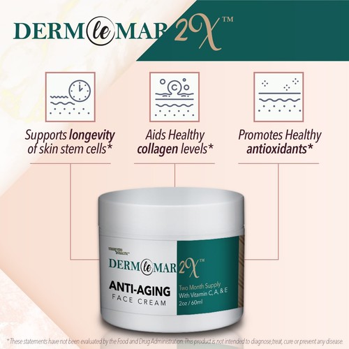 Derm Le Mar 2x AntiAging Face Cream 2 Month Supply with Vitamin A