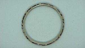 ANTIQUE CHINESE RETICULATED ALL SILVER SEA LIFE BANGLE BRACELET - SIGNED