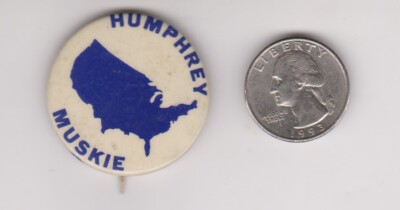 1968 President Hubert Humphrey Ed Muskie map of America button