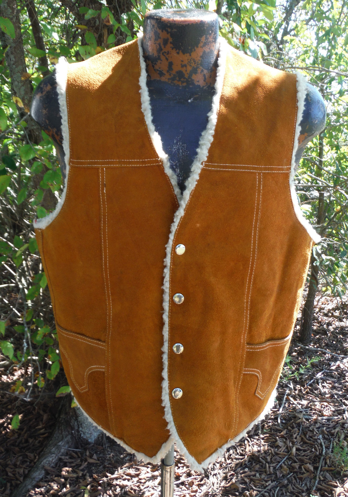 mens sherpa lined leather vest