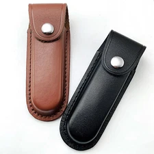 CUSTOM HAND MADE Pure LEATHER SHEATH FOR FIXED FOLDING KNIFE Metal Snap
