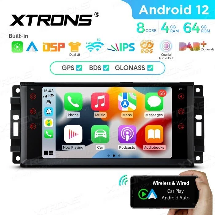 AUTORADIO ANDROID 12 4/64 STEREO AUTO JEEP DODGE CHRYSLER COMPASS GRAND CHEROKEE - Immagine 4 di 4