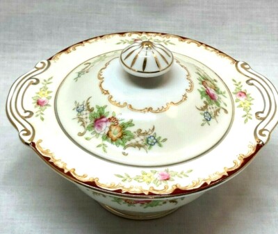 Sona China Kongo China STS Floral Sugar Bowl with Lid Gold Accents Vintage