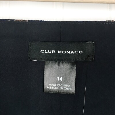Club Monaco Brocade Puff Sleeve Blouse in Navy | Women's Regular Size 6 | Polyester | Stitch Fix