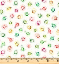 Little Darlings Christmas White Ornaments Fabric 5380 Half yard continuous cuts