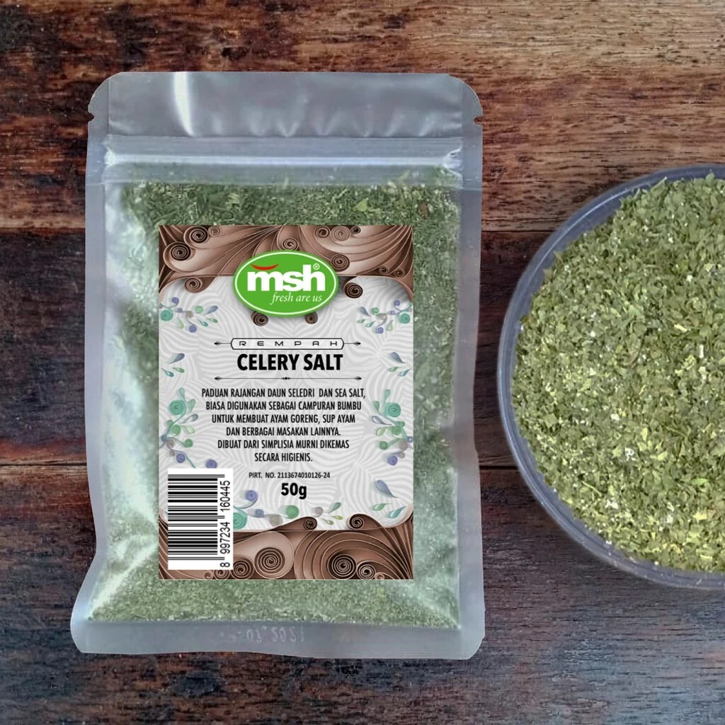 Sal de apio hierbas orgánicas naturales especias frescas puras higiénicas pre...