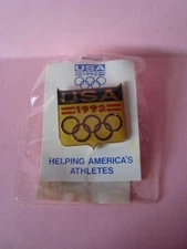 NEW In Factory Sealed Package USA 1992 Olympic Rings 1 inch Metal Pinback  
