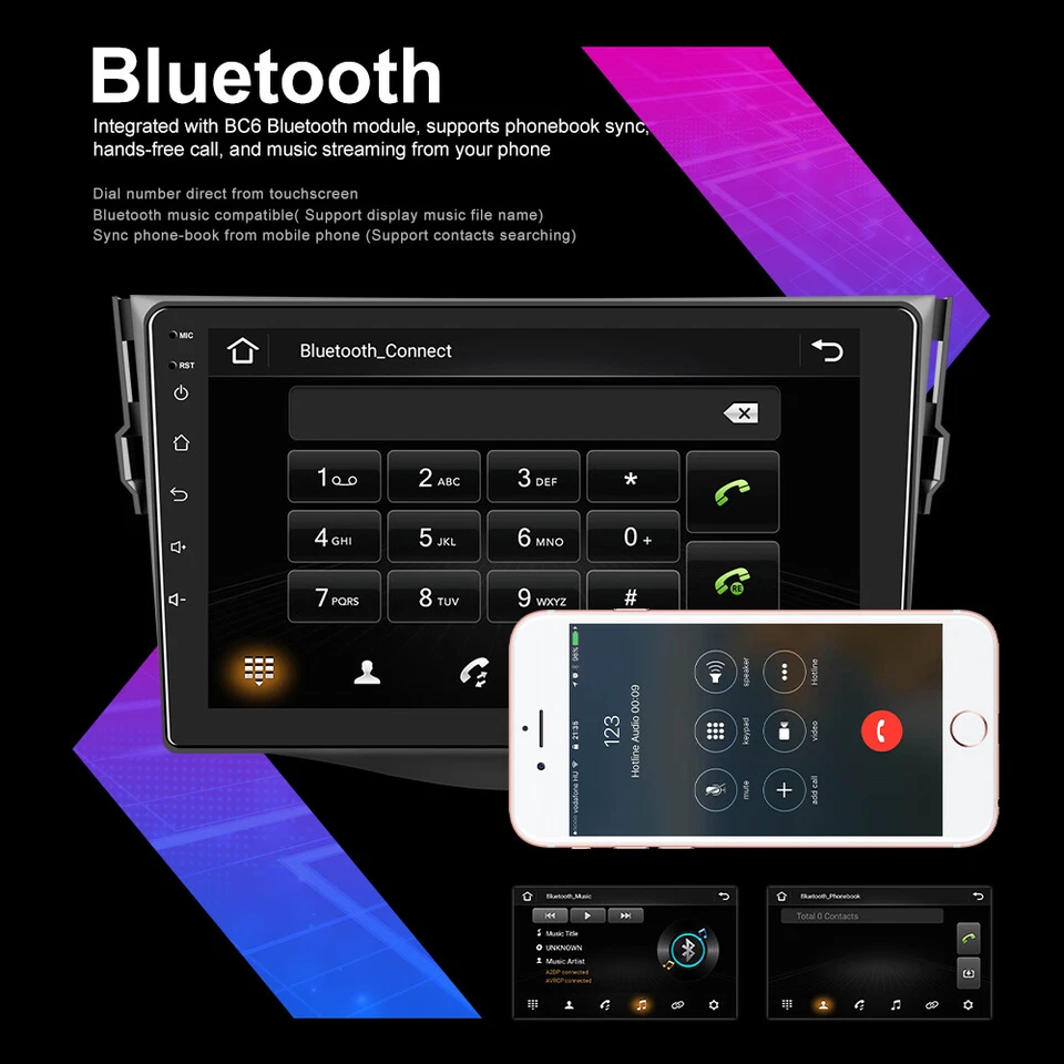 2 Din Android 11 Car Stereo Radio For Toyota RAV4 2007-2012 9" GPS WiFi+Camera - Image 3 of 4