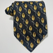 Valentino Black Silk Tie w Gold Silver Design 59x4  LNWOT