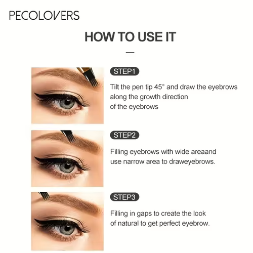Microblading Tattoo Eyebrow 3D Liquid Ink Pen Waterproof 4 Fork Pencil Brow - Picture 5 of 14