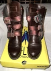 LONDON FLY Women's KIFF BOOTS - Work-Combat-Biker with Buckles-Size 39 with BOX