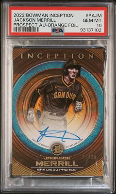 PSA 10 JACKSON MERRILL AUTO 2022 Bowman Inception ORANGE 