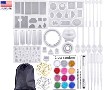 #ad 83 Piece Resin Casting Mold Kit Silicone Molds Tools Jewelry Making DIY Set $16.99