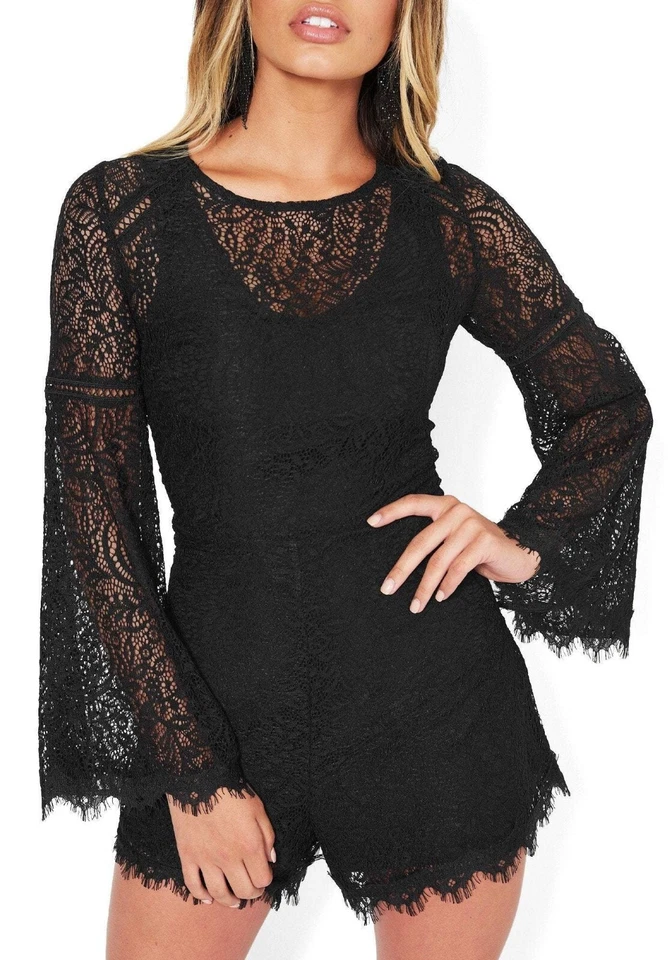 Nuevo con etiquetas Mameluco Bebe $150 Negro Encaje Manga Campana Bruja Talla 10 Fairy Grunge Whimsigoth Foto 3 de 4