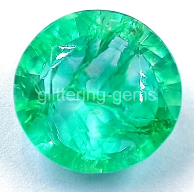 10.00 Ct Certified Zambia Green Emerald Natural Round Cut Gemstone 25P